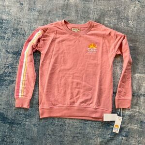 NWT! C&C California Stripe Arm Coral Pink Sweatshirt Girls XL 14 - 16